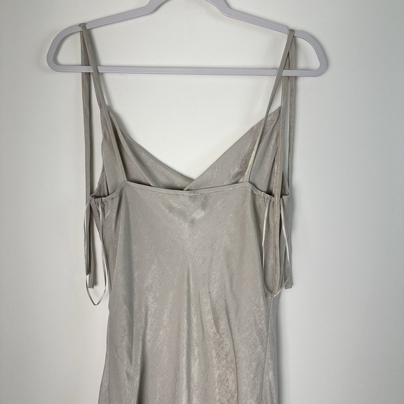 Sincerely Jules Dress Large Midi Gray Silky Cowl Neck Slip Stretch Fairy 90s Y2K - Picture 7 of 9